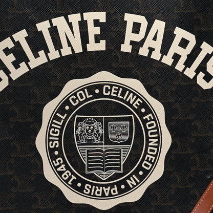 Celine Triomphe Canvas Calfskin Paris Print Small Vertical Cabas Tan 12 of 13