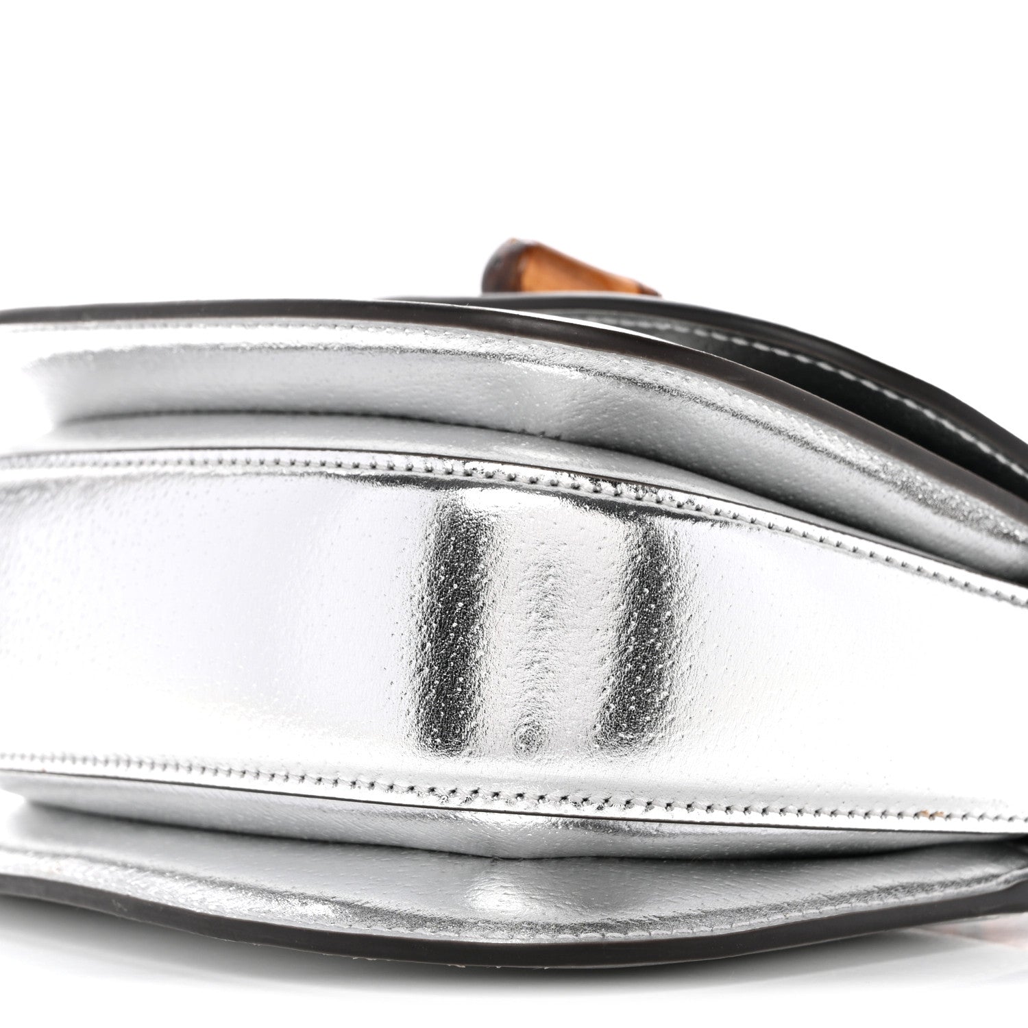 Gucci Metallic Calfskin Mini Bamboo 1947 Top Handle Bag Silver 10 of 11