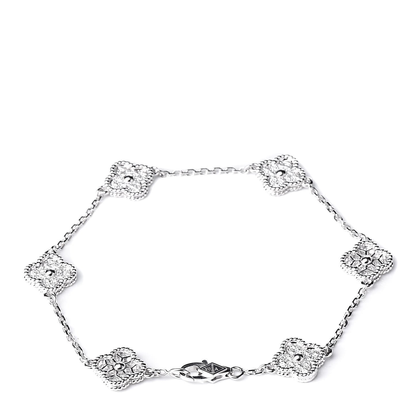 18K White Gold Diamond 6 Motifs Sweet Alhambra Bracelet