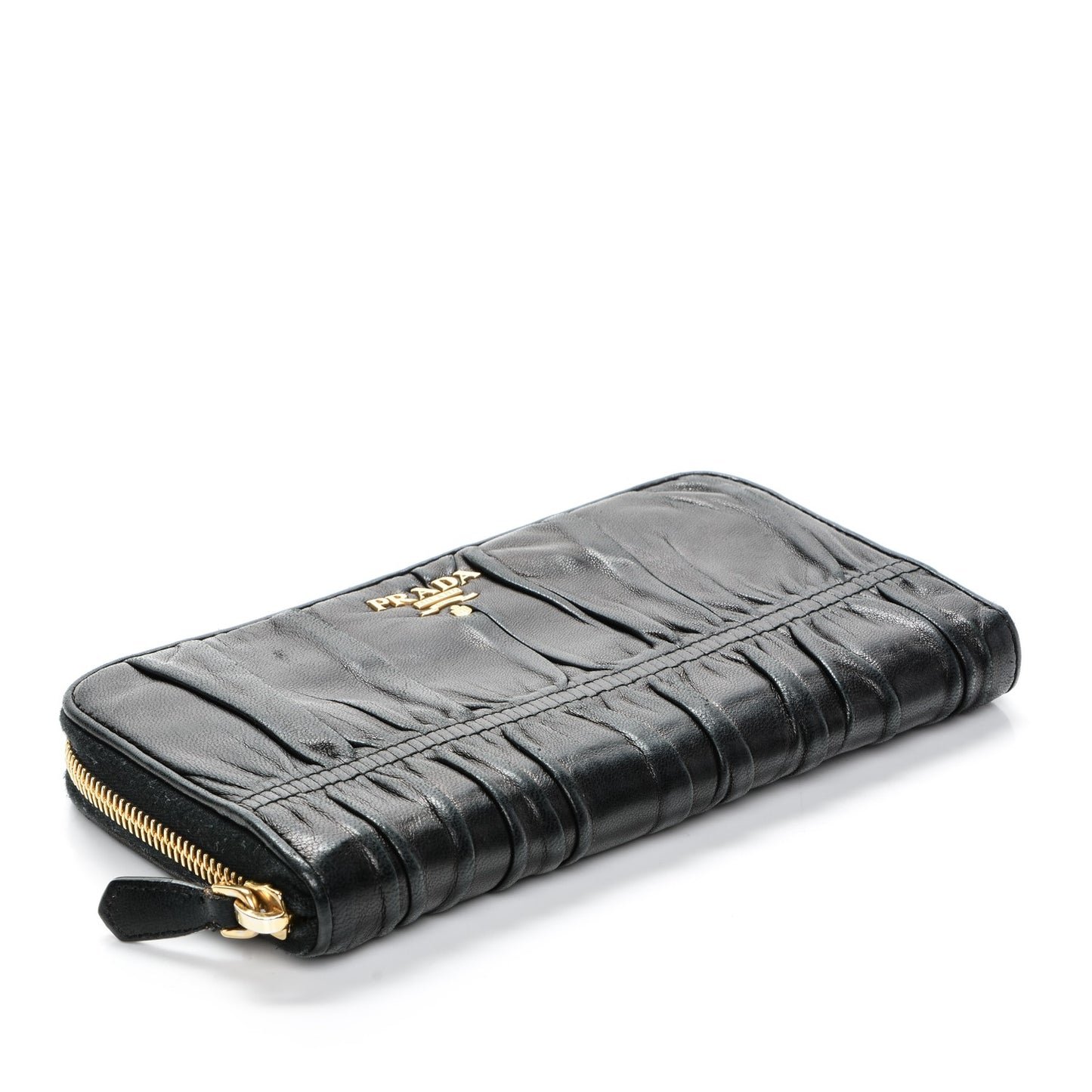 Nappa Gaufre Zip Around Wallet Nero Black