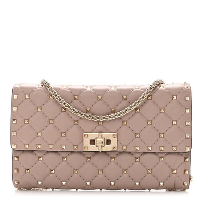 Valentino Garavani Nappa Rockstud Spike Wallet On Chain Poudre 1 of 9