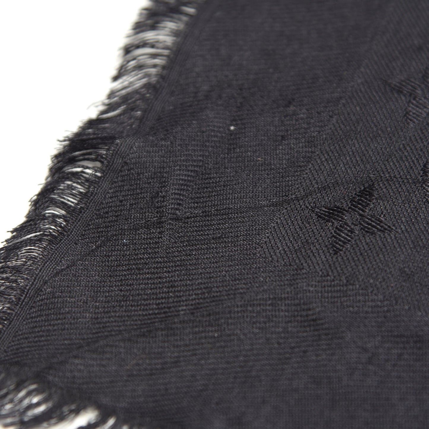 Wool Silk Monogram Shawl Black