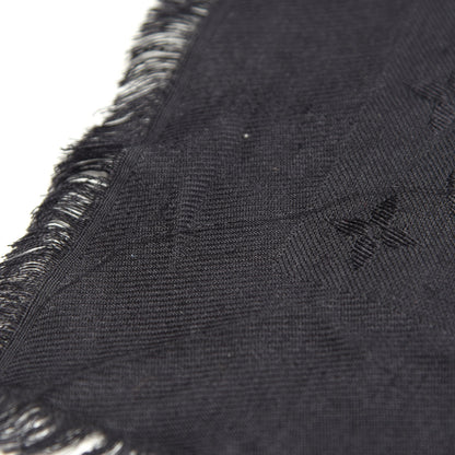 Louis Vuitton Wool Silk Monogram Shawl Black 10 of 17