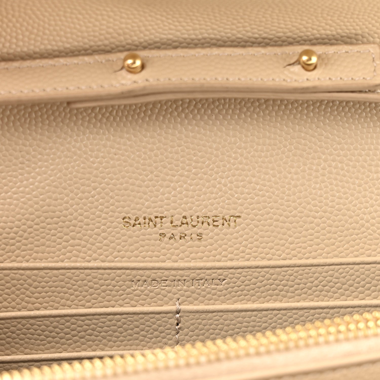 Saint Laurent Grain De Poudre Matelasse Chevron Monogram Chain Wallet Nude Powder 7 of 13