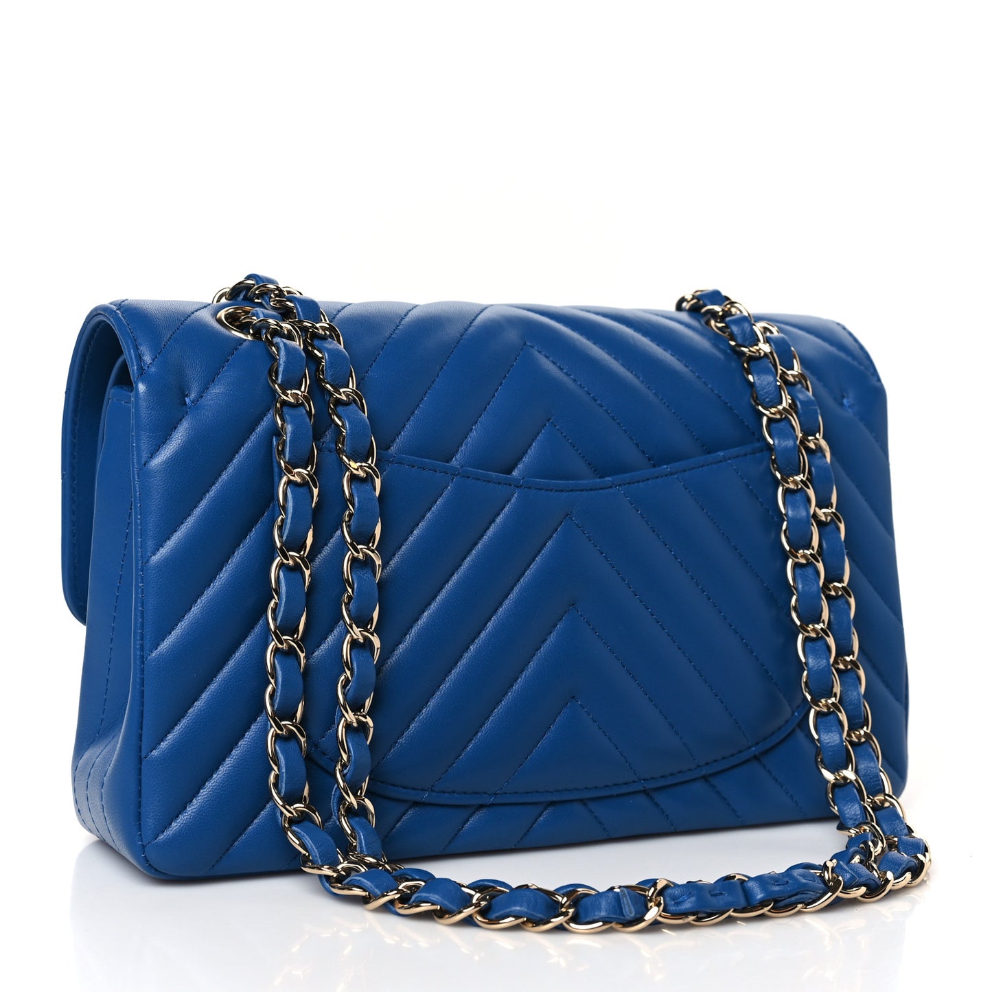Lambskin Chevron Quilted Small Double Flap Blue