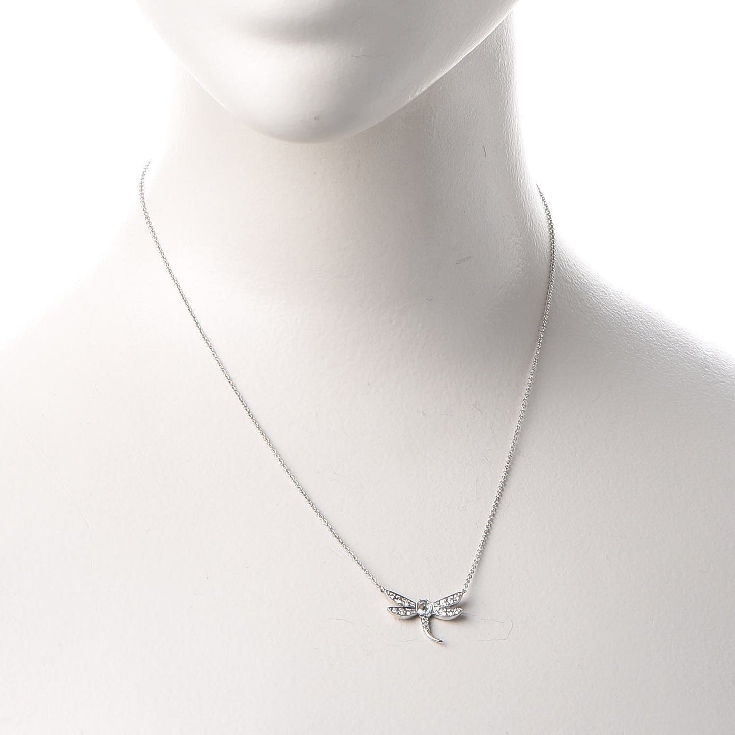 Platinum Diamond Enchant Dragonfly Pendant Necklace