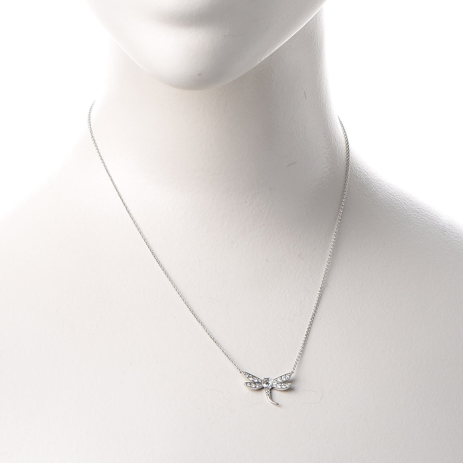 Tiffany Platinum Diamond Enchant Dragonfly Pendant Necklace 2 of 8