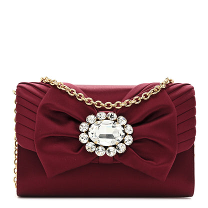 Dolce & Gabbana Satin Crystal Bow Chain Clutch Dark Red 1 of 9