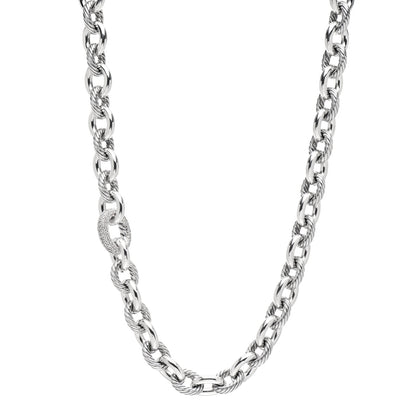 David Yurman Sterling Silver Diamond Pave 15mm Large Oval Link Necklace 1 of 4