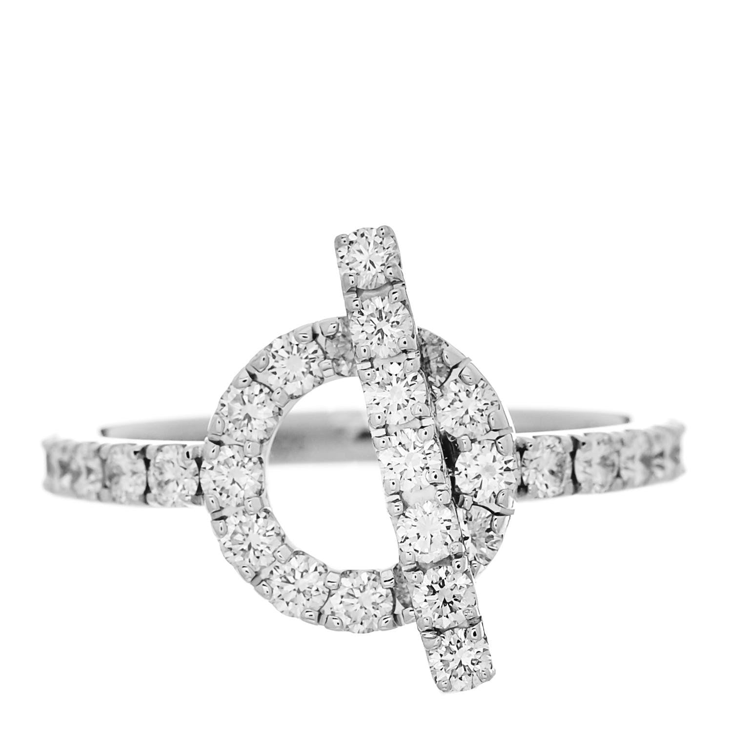 Hermes 18K White Gold Diamond Finesse Ring 54 6.75 1 of 7