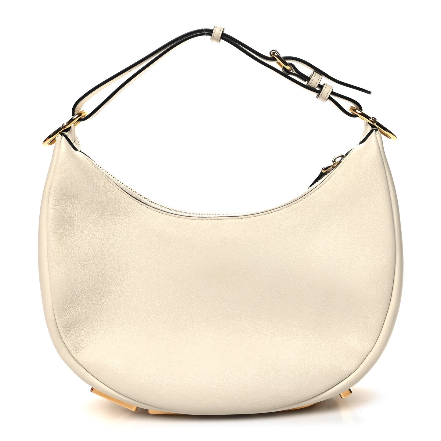 Vitello Grace Matte Small Fendigraphy Hobo Bag White Ice