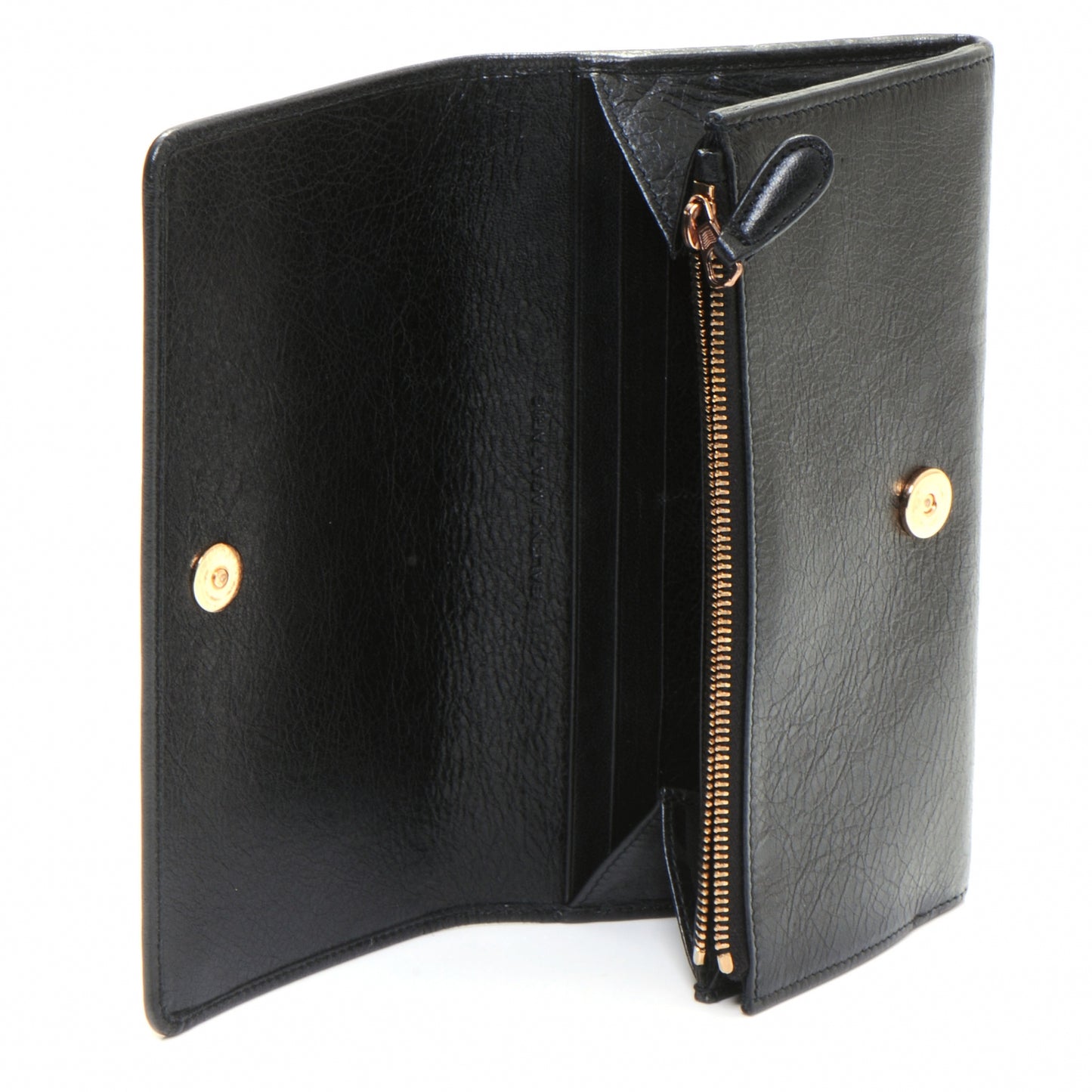 Agneau Giant 12 Rose Gold Hardware Money Wallet Black