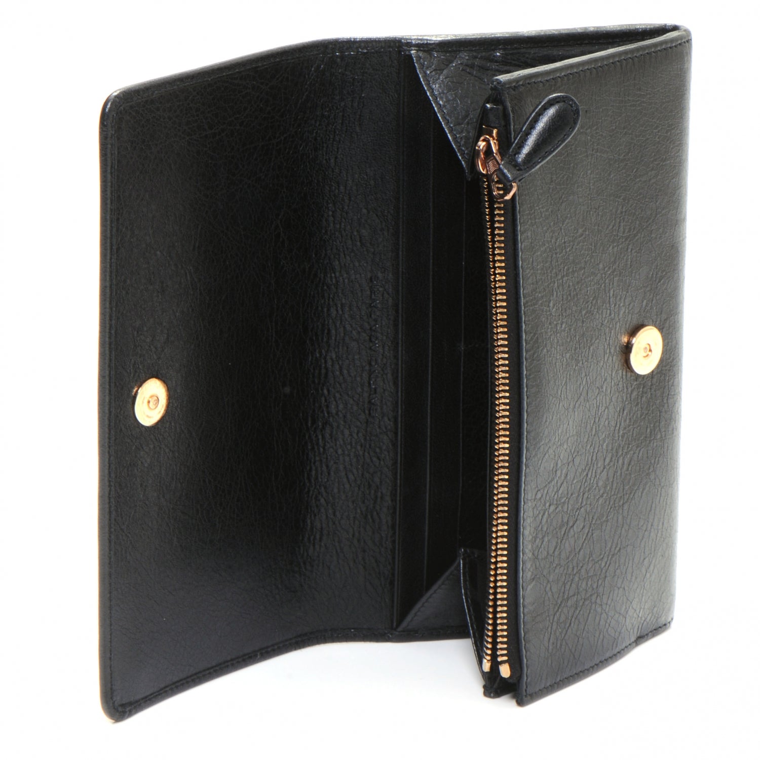 Balenciaga Agneau Giant 12 Rose Gold Hardware Money Wallet Black 5 of 7