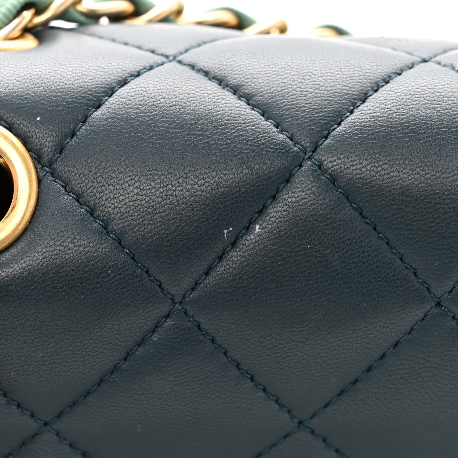 Chanel Lambskin Quilted Bi-Color Flap Navy Turquoise 11 of 11