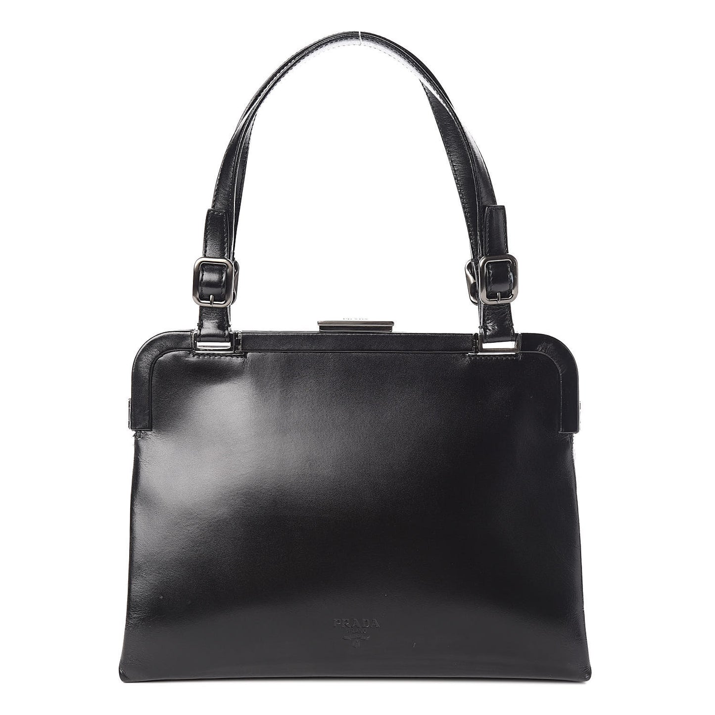 Calfskin Top Lock Bag Nero Black