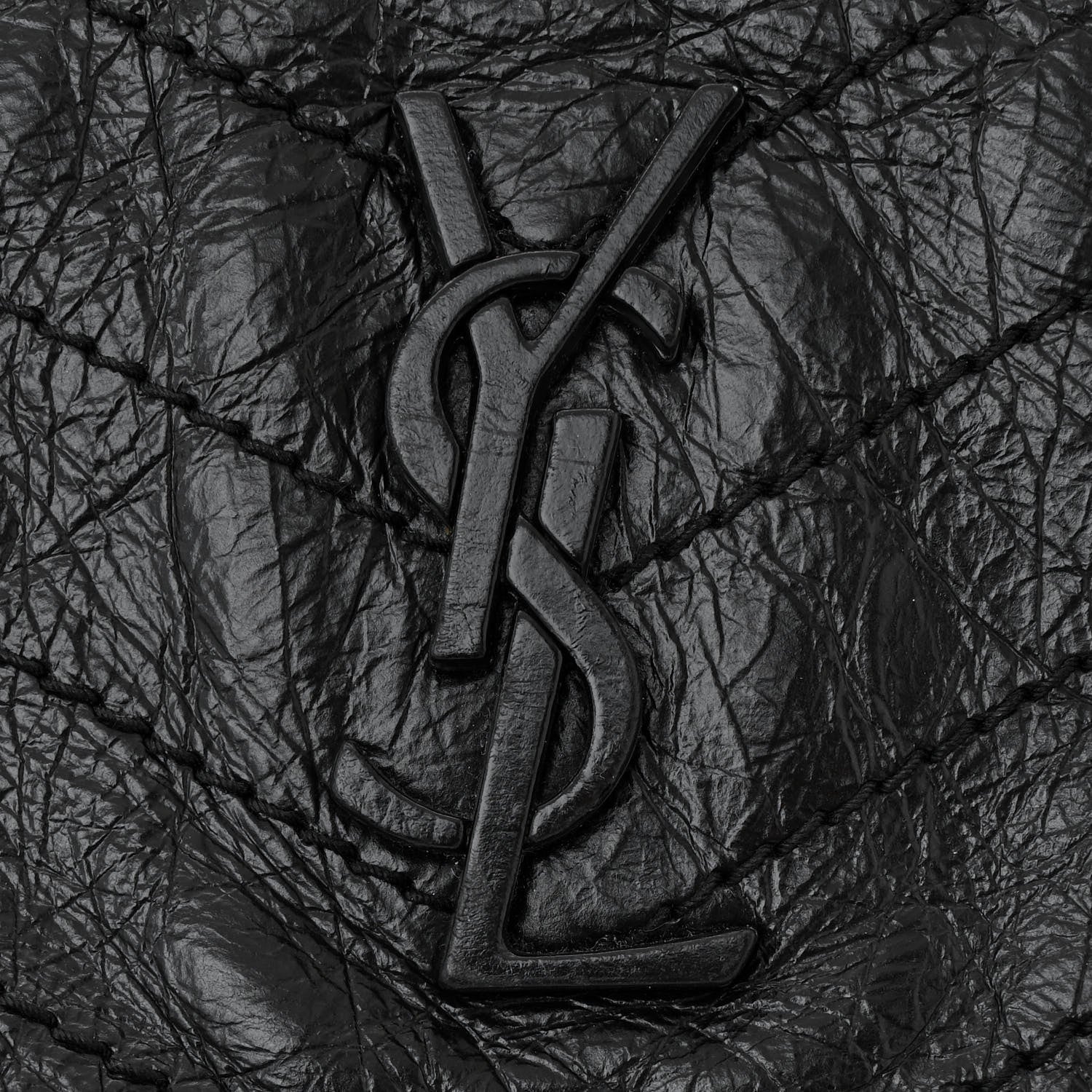 Saint Laurent Crinkled Calfskin Matelasse Monogram Large Niki Chain Satchel Black 11 of 11