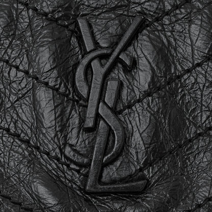Saint Laurent Crinkled Calfskin Matelasse Monogram Large Niki Chain Satchel Black 11 of 11