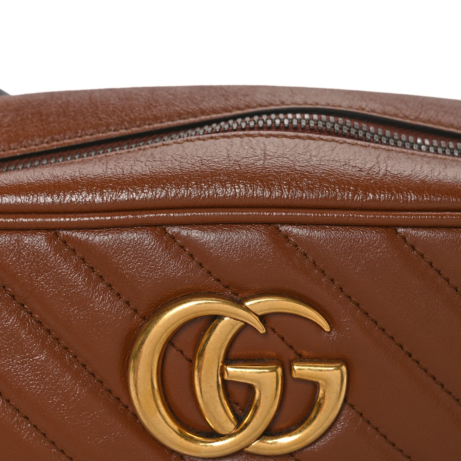 Gucci Glazed Calfskin Matelasse Diagonal Small GG Marmont Chain Shoulder Bag Cuir 8 of 12