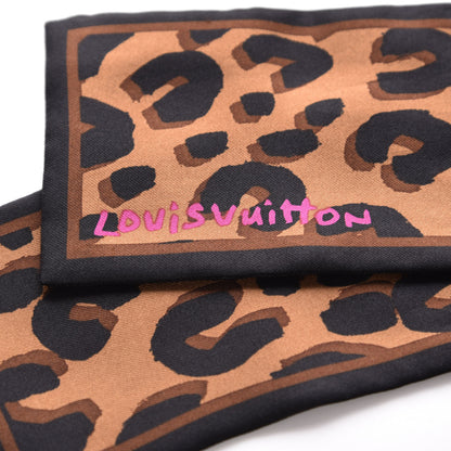 Louis Vuitton Silk Leopard Bandeau Scarf Marron 4 of 4