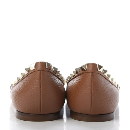 Valentino Garavani Pebbled Calfskin Rockstud Ballerina Flats 36 Bright Cognac 6 of 8