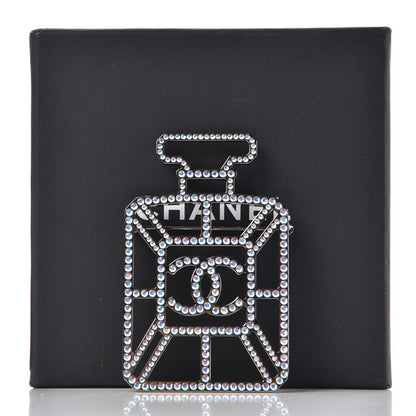 Chanel Ruthenium Crystal Perfume Bottle CC Brooch Iridescent Blue 5 of 5