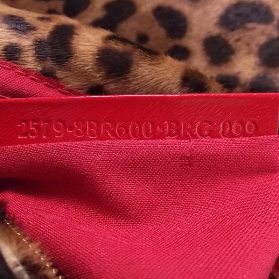Calf Hair Leopard Print Baguette Red