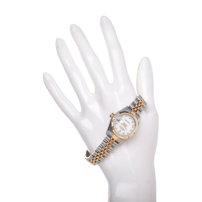 Rolex Stainless Steel 18K Yellow Gold 26mm Oyster Perpetual Datejust Watch White Roman 79173 2 of 6