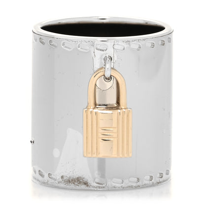 Hermes Permabrass Cadenas Charm Scarf Ring Silver Gold 1 of 4