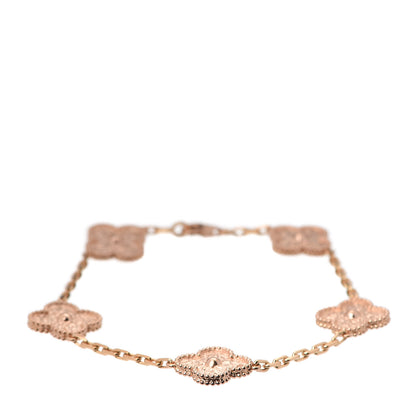 Van Cleef & Arpels 18K Rose Gold 5 Motifs Vintage Alhambra Bracelet 1 of 5