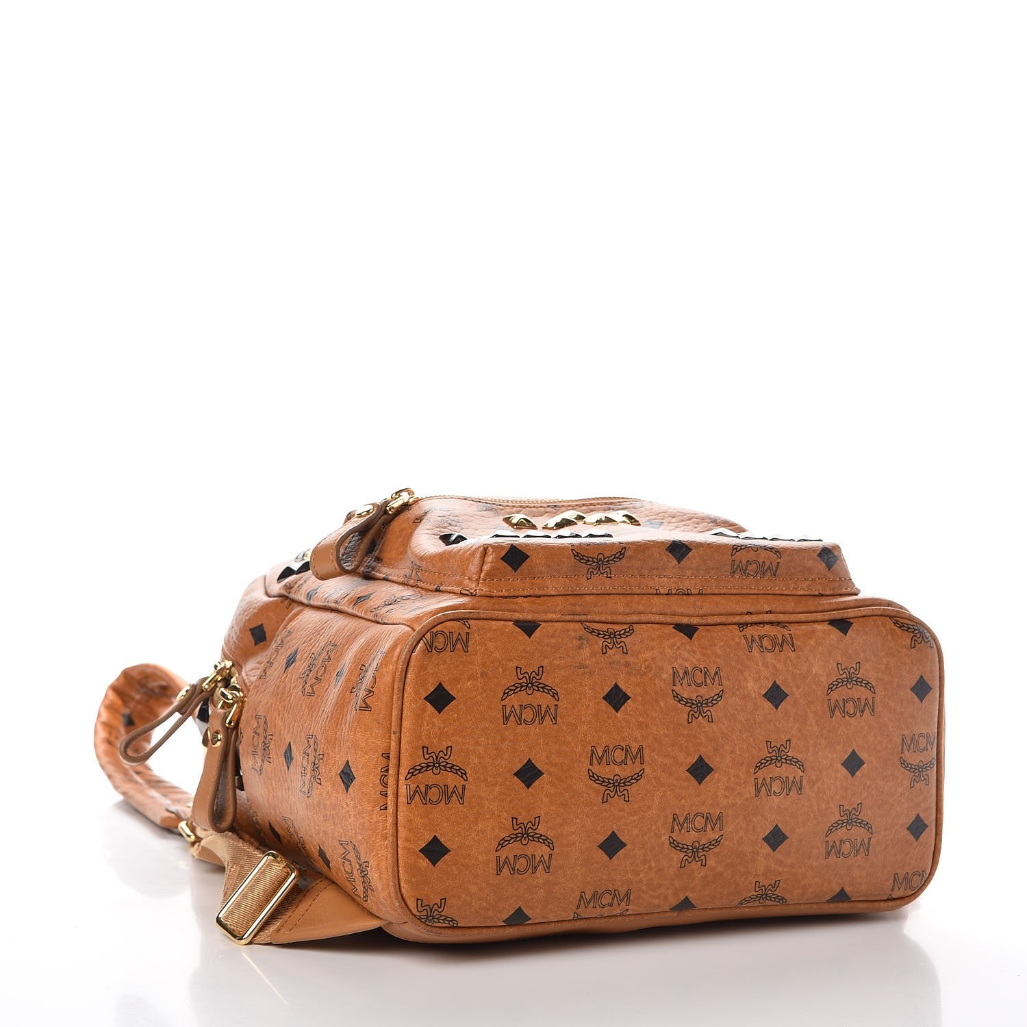 MCM Visetos Studded Small Stark Backpack Cognac 4 of 13