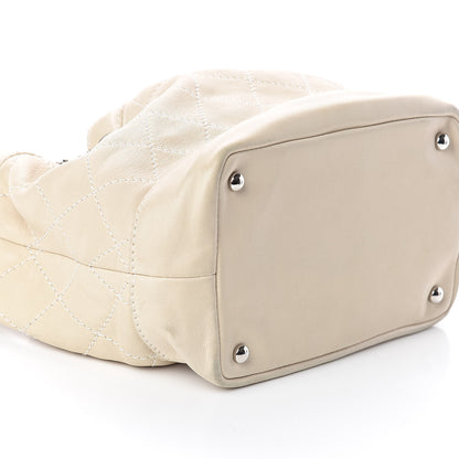 Chanel Lambskin Contrast Stitch Small Drawstring Tote Ivory 9 of 10