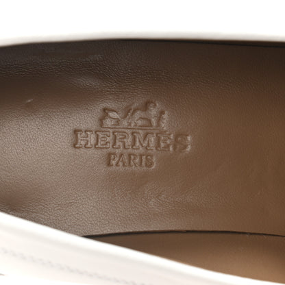 Hermes Calfskin Womens Dauphine 70 Moccasin Loafers 37 White 7 of 8
