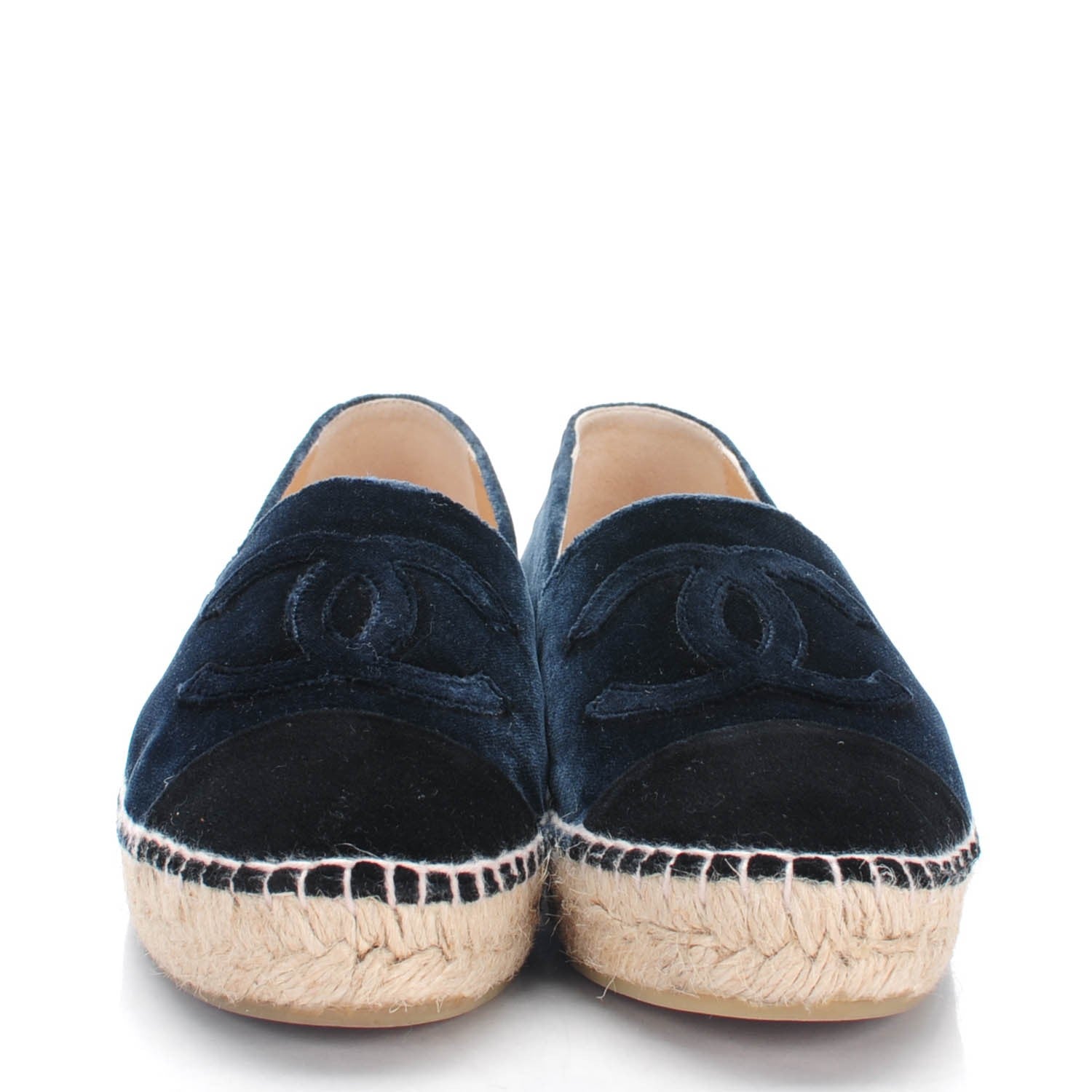 Chanel Velvet CC Espadrilles 37 Navy Black 2 of 7