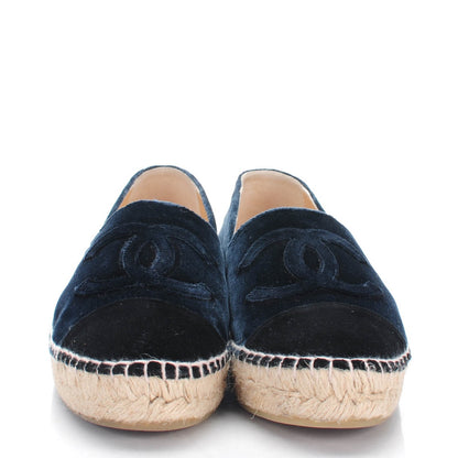 Chanel Velvet CC Espadrilles 37 Navy Black 2 of 7