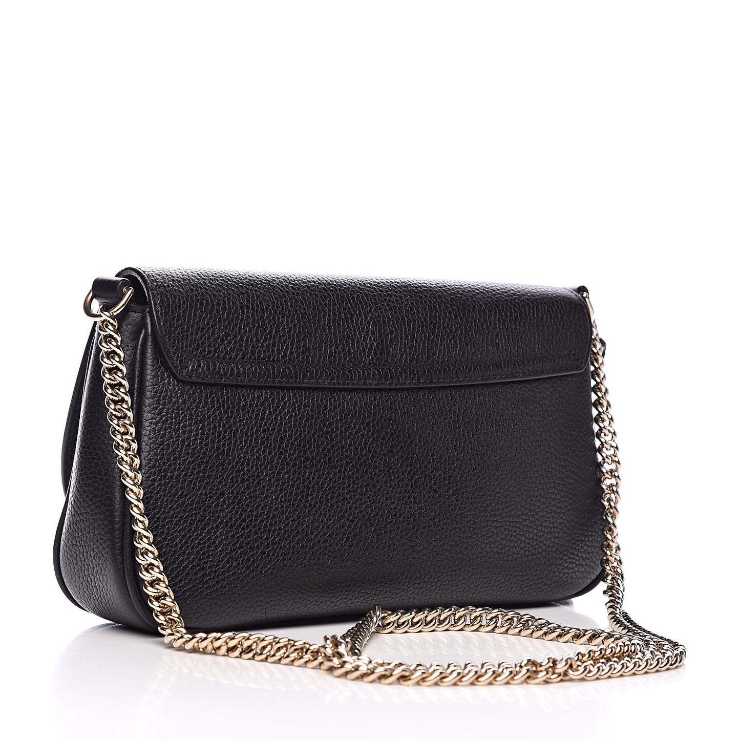 Pebbled Calfskin Medium Soho Flap Crossbody Black