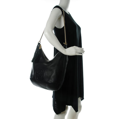 Gucci Pebbled Calfskin Medium Soho Chain Hobo Black 2 of 7