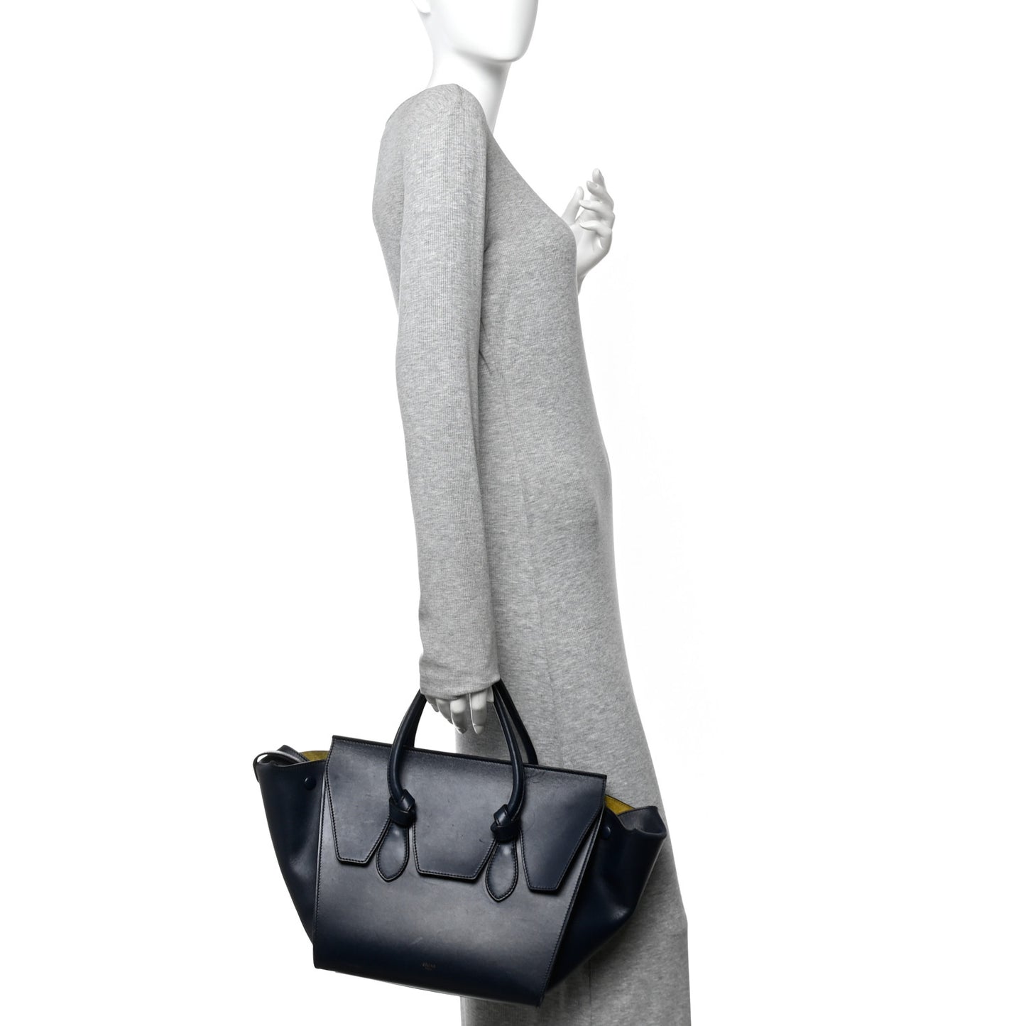 Palmelato Calfskin Mini Tie Knot Tote Navy Blue
