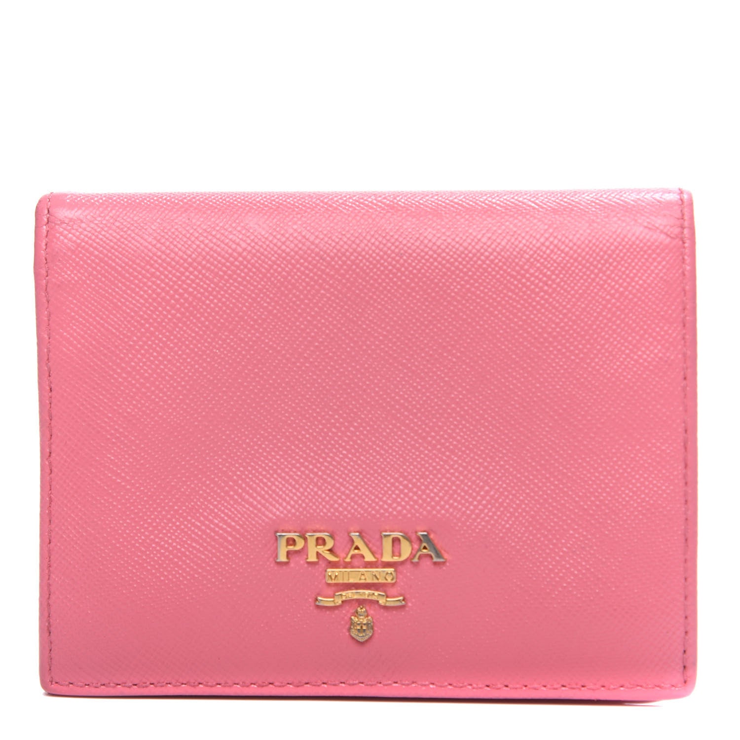 Prada Saffiano Metal Bi-Fold Wallet Peonia 1 of 9