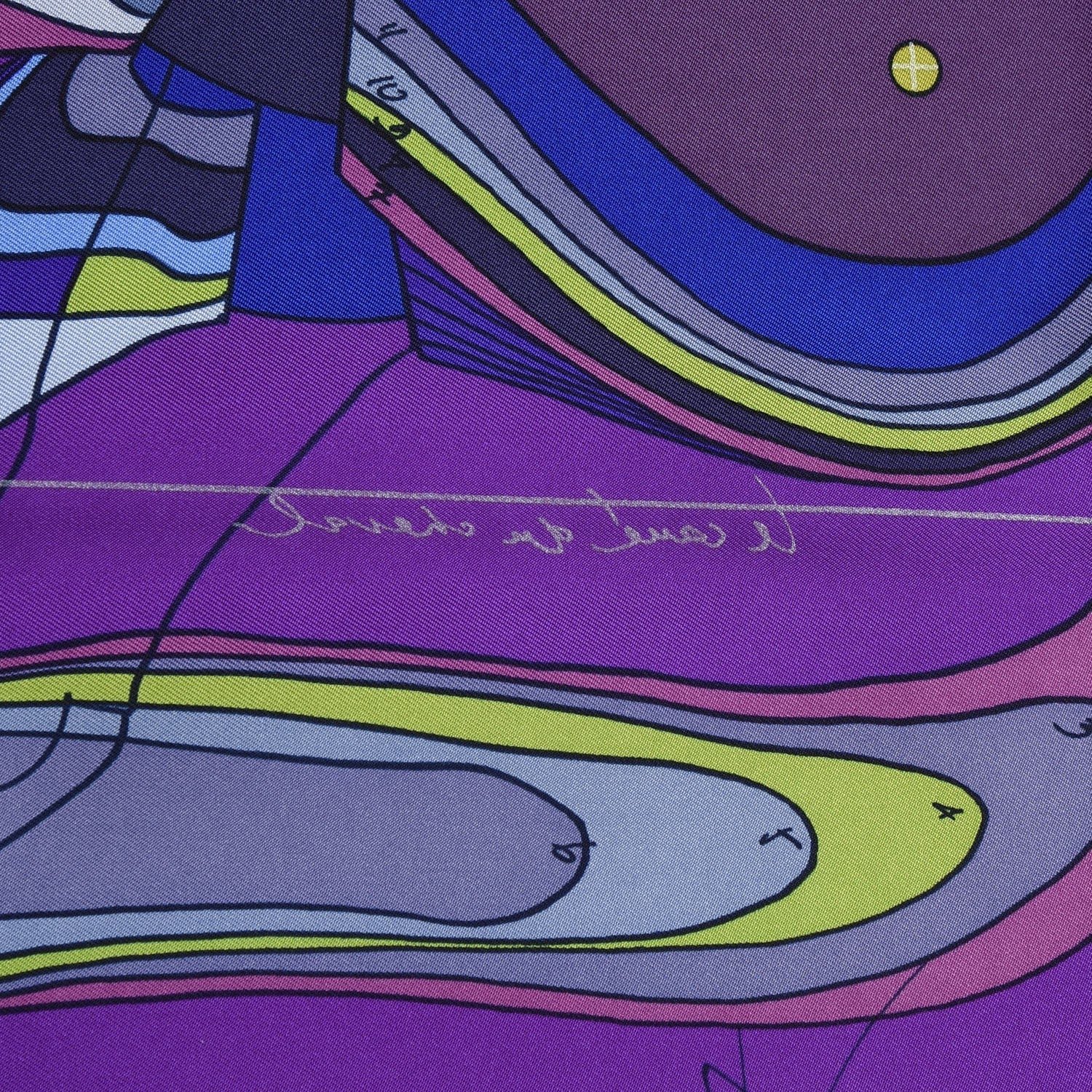 Hermes Silk Le Pegase D'Scarf 90 Ultra Violet Vert Bleu 11 of 11