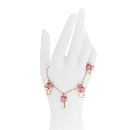 Christian Dior Beaded Logo Charm Bracelet Gold Pink 2 of 4