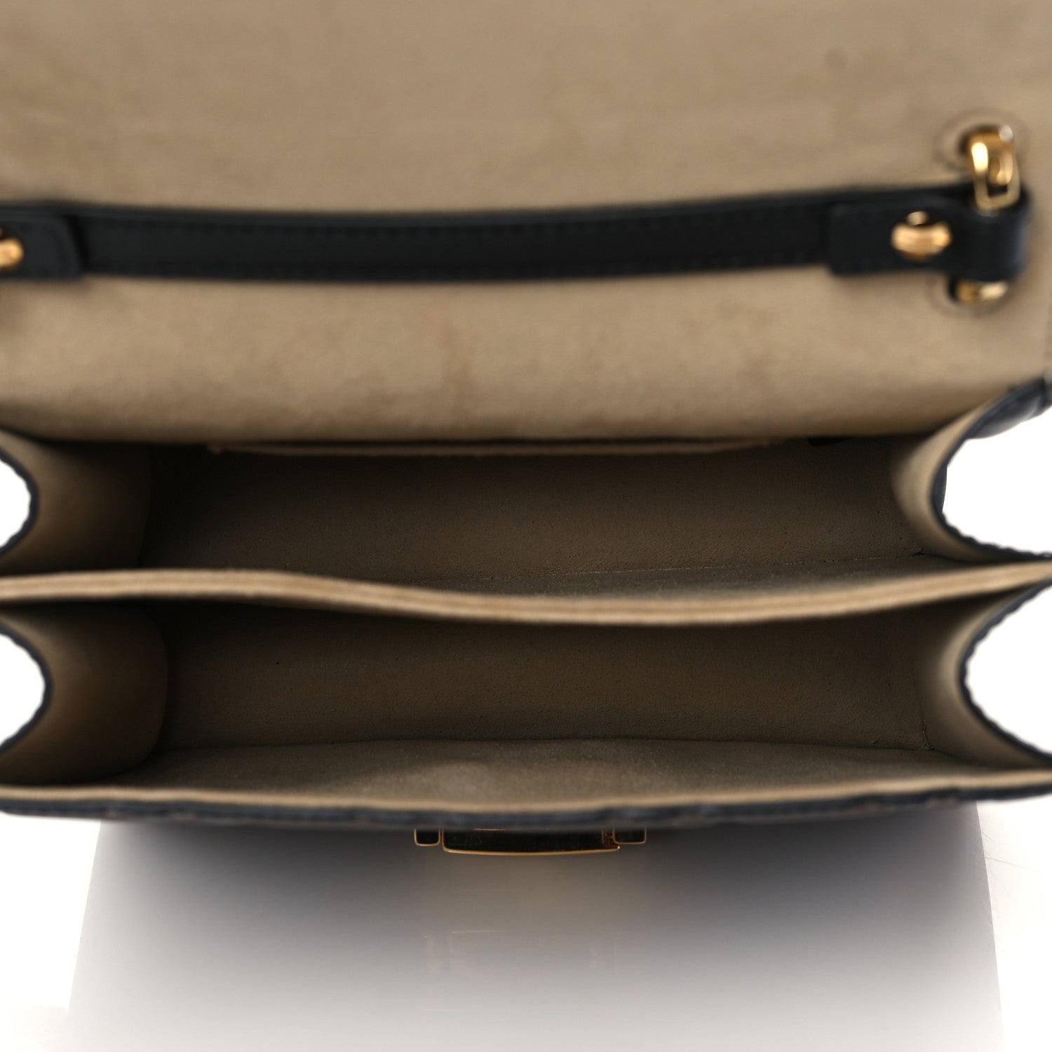 Fendi Vitello Liberty Bi-Color FF 1974 Embossed Small Kan U Shoulder Bag Maya Black 5 of 10