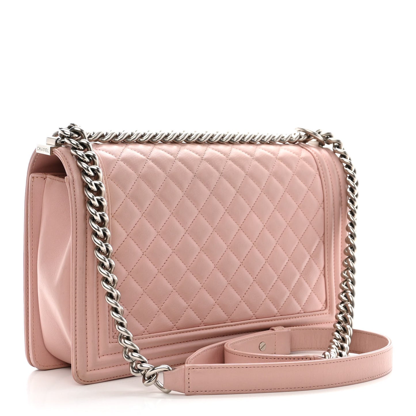 Lambskin Quilted New Medium Boy Flap Light Pink