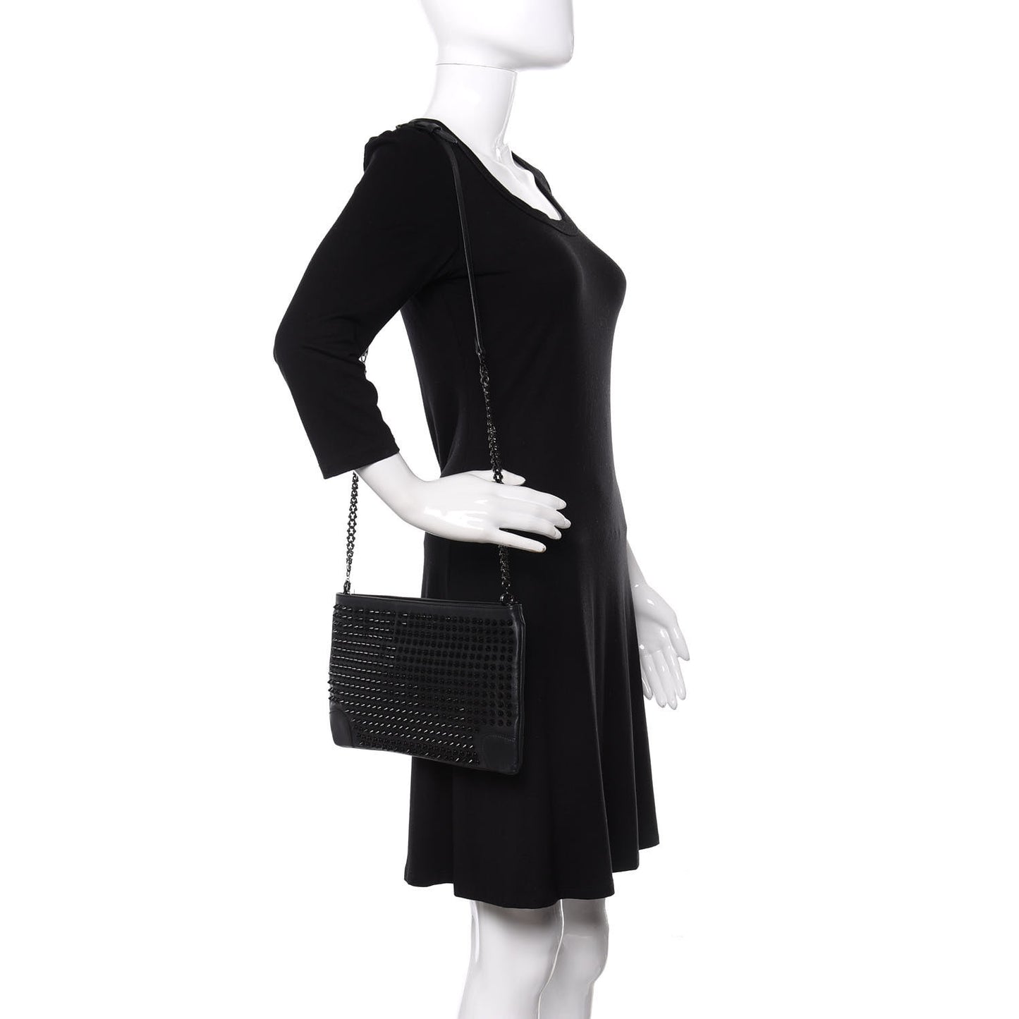 Calfskin Studded Loubiposh Clutch Black