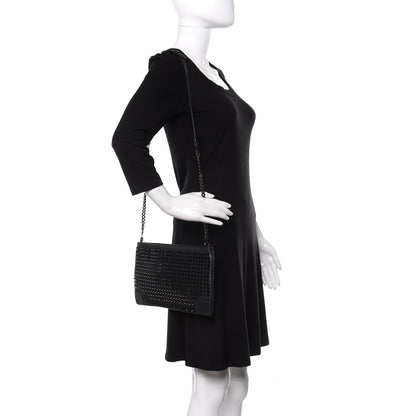 Christian Louboutin Calfskin Studded Loubiposh Clutch Black 2 of 12