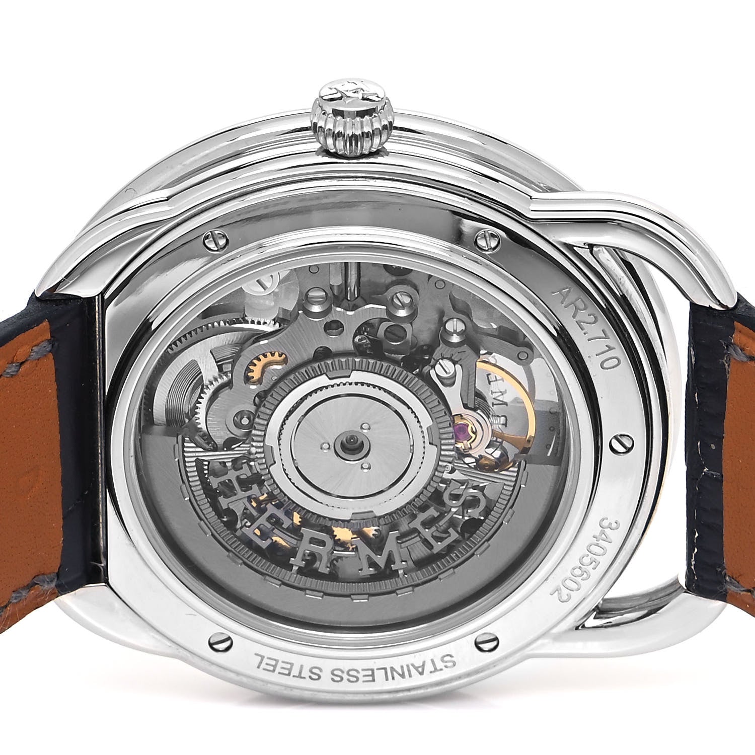 Hermes Stainless Steel Alligator 40mm Arceau Squelette Automatic Watch Noir 4 of 5