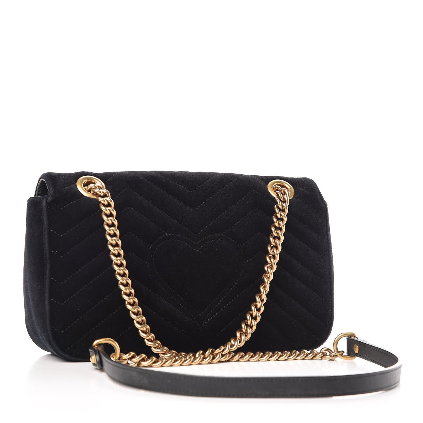 Velvet Matelasse Marquise Crystals Embroidered Small GG Marmont Shoulder Bag Black