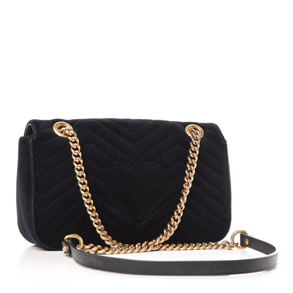 Gucci Velvet Matelasse Marquise Crystals Embroidered Small GG Marmont Shoulder Bag Black 3 of 10