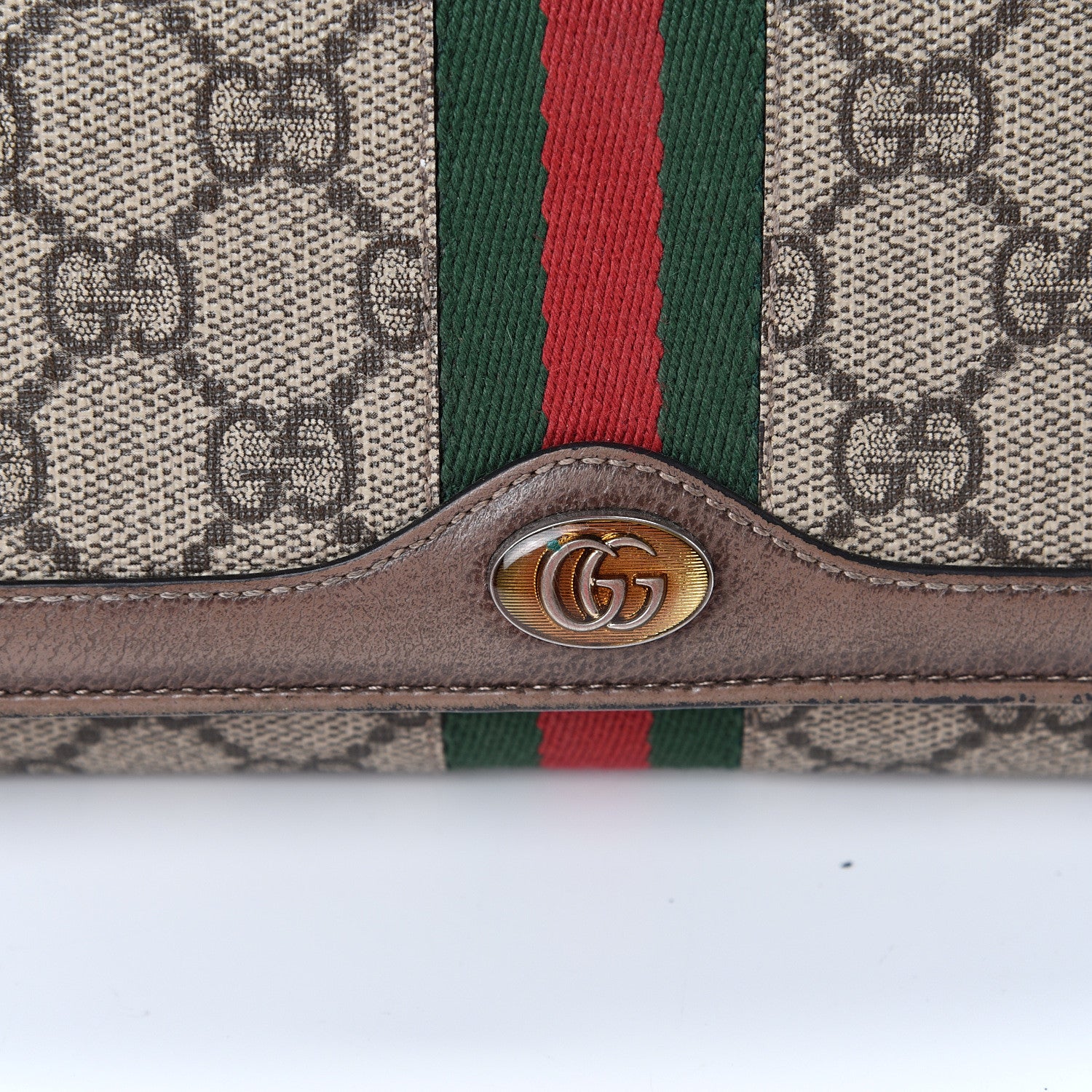 Gucci GG Supreme Monogram Web Ophidia Wallet On Chain Brown 12 of 15