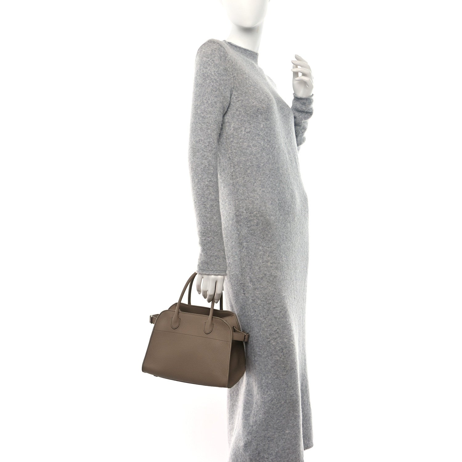 The Row Grained Calfskin Soft Margaux 10 Bag Dark Taupe 2 of 8