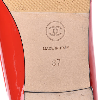 Chanel Patent Cap Toe Ballerina Flats 37 Red Black 6 of 8